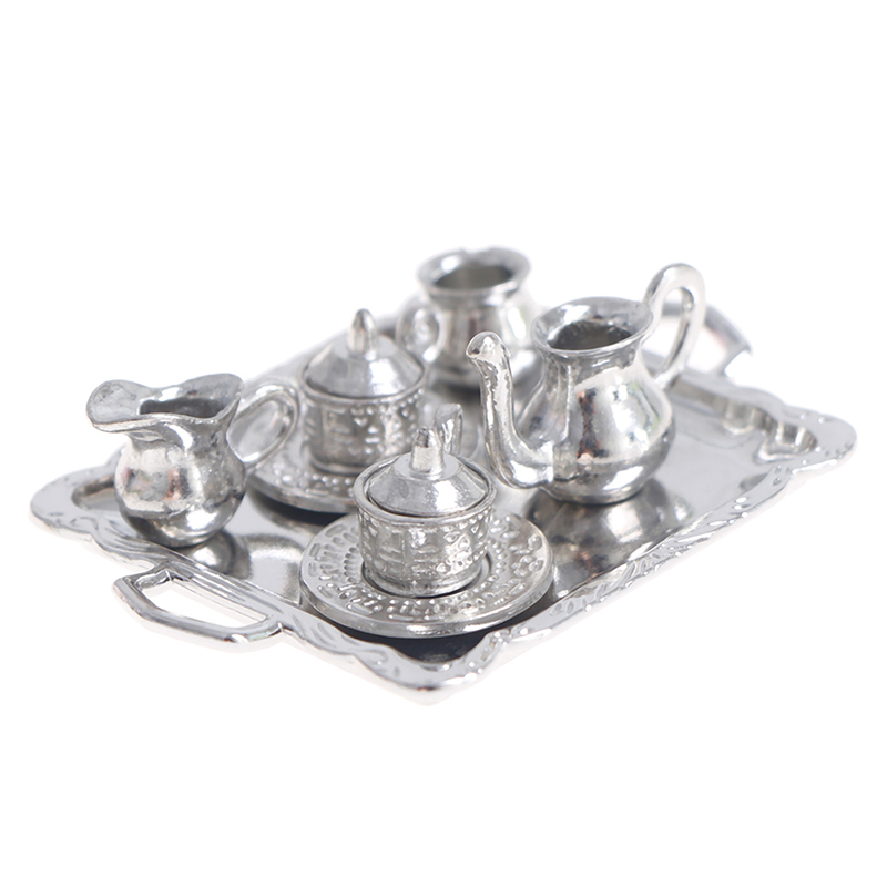 Kids Outdoor Kitchen Accessories - 1/12 인형 집 미니어처 실버 금속